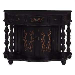  Black Console Cabinet with Copper Vine Details By Stein 