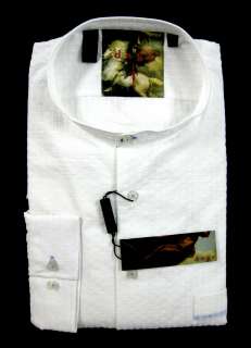 New DAGR Embossed Knit Stripe w/ Banded Collar Dress Shirt 18.5 46 NWT 