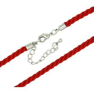   18 Red Twisted Silk Cord Necklace With 2in extender   4.0MM Jewelry