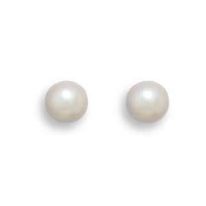 Grade AAA 5 5.5mm Cultured Akoya Pearl Earrings with White Gold Posts 
