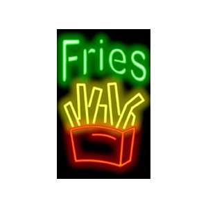 Fries Neon Sign with French Fries Graphic  Patio, Lawn 