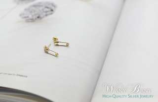 KPOP Star SM SHINee KEY safety pin silver stud earrings  