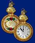   TIME OLD WORLD CHRISTMAS POCKET WATCH TIME PIECE GLASS ORNAMENT 32054