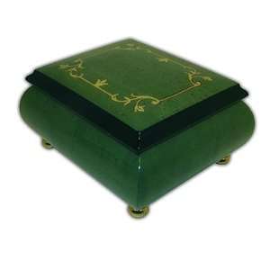  Gorgeous Green Small Musical Jewelry Box With Arabasque 