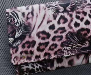I507 Cool Pink Tiger Leopard Print Lady Women Long Wallet Purse Coin 