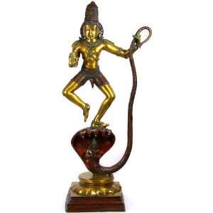  Krishna Subduing Kaliya   Brass Sculpture