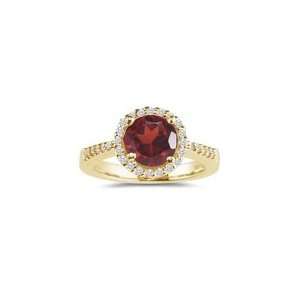  0.20 Cts Diamond & 0.99 Cts Garnet Ring in 18K Yellow Gold 