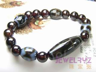 Fine jewelry Tibetan 9 eyes DZI Beads Garnet bracelet  