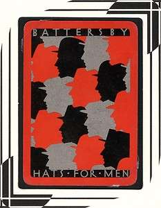 VINTAGE DECO Battersby Hats Men 1920s FRAME READY Card  