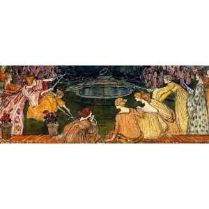 Hand Made Oil Reproduction   Ernest Bieler   32 x 12 inches   The Game 