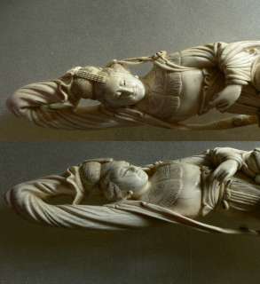   Rare POSTURE Chinese Ox Bone DEITY Thousand Arms GUAN YIN statue 19th