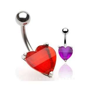  Red Big Heart Belly Button Ring Jewelry