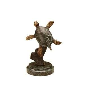    Solo Sea Turtle Small Brass and Marble Statue