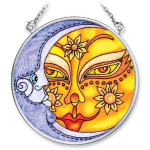  Amia Hand Painted Glass Suncatcher with Sun and Moon 