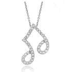925 Sterling Silver CZ Musical Note Necklace, 18