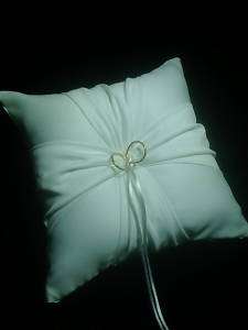 WHITE Wedding Ring Bearer Pillow GATHERED SASH STYLE  