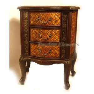  Wood Rattan Nightstand Storage Side End Table Chest