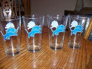 set of 4 DETROIT LIONS beer pint glasses NEW NFL  