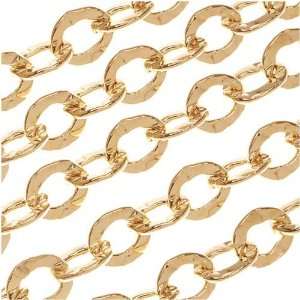  22K Gold Plated Medium Hammered Cable Chain 6mm Wide Bulk 