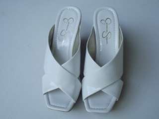 Jessica Simpson VFumm2 Patent Leather White Wedge Criscross Sandal 