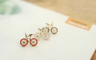 Fashion Red Bicycle earring diamond earrings studs  