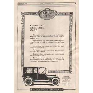   1914 Cadillac Motor Car Advertisement Enclosed Cars 