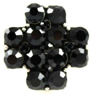 com Gorgeous Black Covered Crystal Cross Fashion Ring on Stretch Band 
