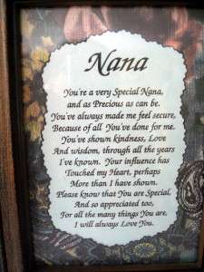 Nana Motto Poem Framed in Dark Wood 5 1/2 x 7 1/4  