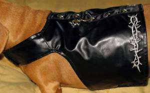 BIKER skull crossbones dog harness jacket coat XS S M faux leather 