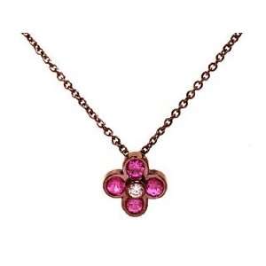 18k Blacken White Gold Diamond & Pink Sapphire Pendant Necklace Ct.tw 