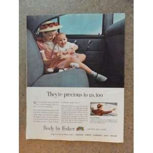 Body by Fisher, Vintage 50s full page print ad.(girl and baby in back 