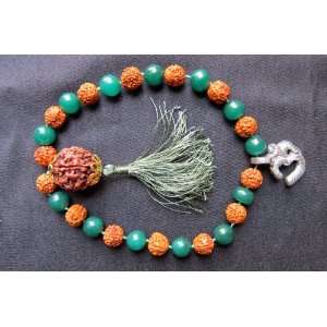  Symbol of Calm and Serenity   Green Jade Rudraksha Combination Hand 