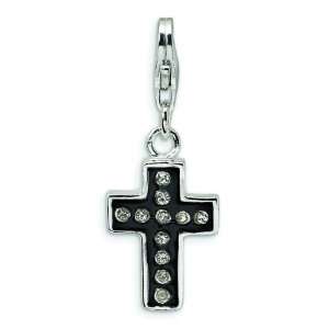  Sterling Silver Crystal Cross Lobster Clasp Charm Arts 