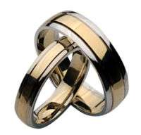 Pair of Wedding Bands 2 Color Gold Rings 4 & 6 mm 9k  