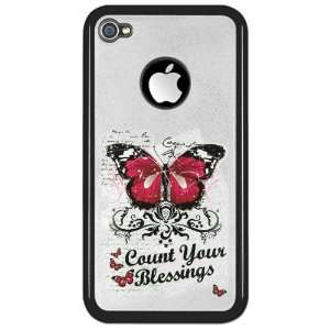 iPhone 4 or 4S Clear Case Black Count Your Blessings 