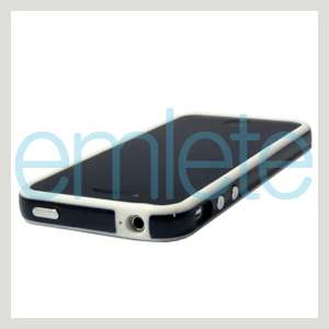 Apple iPhone 4 4G 4S White+Black Bumper Case Metal Buttons AT&T 