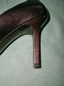  Dark Bronze Front Buckle Stiletto Heels, Size 7.5B, 37.5  