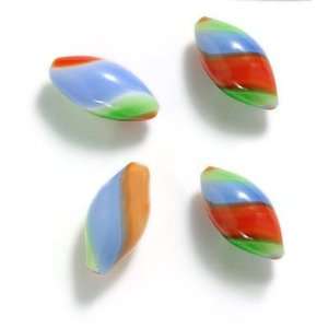  Hand Blown Glass Lampwork Large Oval Beads 25mm Red Blue 