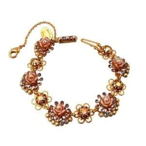  24 Karat Gold Plated Bracelet Made with Delicate Vintage Roses 