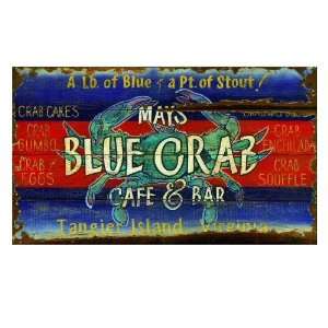  Customizable Large Blue Crab Cafe and Bar Vintage Style 
