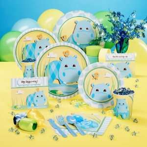 Hippo Blue Baby Shower Deluxe Party Pack for 8