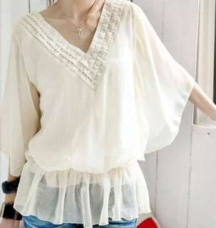Flowing Field White Chiffon Boutique Blouse Career/Summer/Wedding 6 