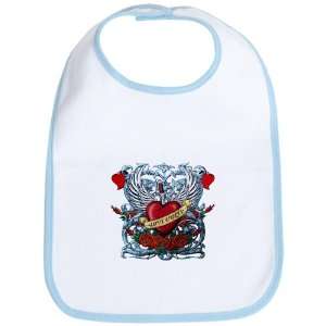 Baby Bib Sky Blue Love Hurts with Sword Heart Thorns and 