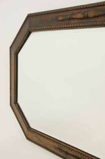 Antique Scottish Oak Octagonal Bevelled Wall Mirror  