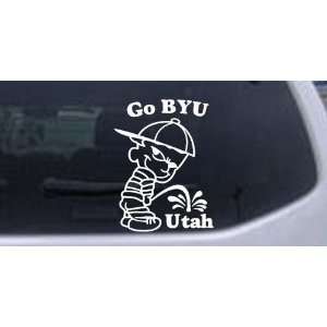 Go BYU Pee On Utah Car Window Wall Laptop Decal Sticker    White 6in X 