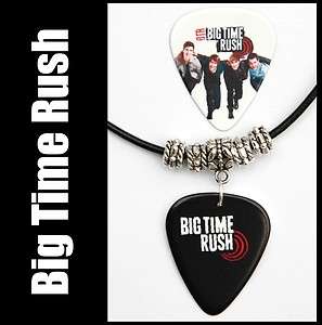 Big Time Rush Guitar Pick Black Leather Necklace +Pick  