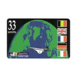  Collectible Phone Card 33u Concorde Airplane, World Flags 