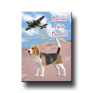 Beagle Bones Not Bombs Peace Fridge Magnet