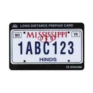  Collectible Phone Card Mississippi License Plate (Red 