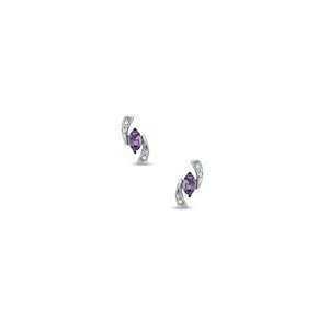ZALES Oval Amethyst and Diamond Accent Boomerang Earrings in 10K White 
